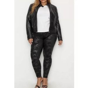 SPANX Faux Leather Camo High Waist Seamless Leggings XL Slimming Athleisure W21
